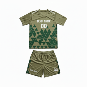 Ensemble de maillots de football personnalisés pour hommes, imprimé géométrique, col en V, manches courtes, évacuation de l'humidité, 100% polyester, uniforme d'équipe personnalisé - Product Image 2