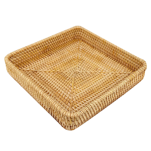 Square Handmade Rattan Tray for <b>Coffee</b> <b>Table</b> Breakfast Bar Organizer Woven Rattan Tray Best Quality & Wholesale Prices - Product Image 1