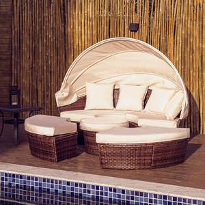 Wholesale <b>Sun</b> <b>Loungers</b> Swimming Pool Outdoor Durable <b>Lounger</b> Chair <b>Cushions</b> 100% Polyester Sunbeds 185 Rattan Wicker Supply - Product Image 5