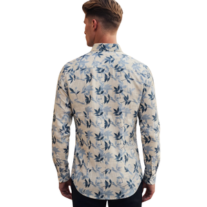 Camisa de Manga Larga para Hombre, Teñida con Hilo Azul Marino, Corte Slim Fit, Casual, Ecológica, de Secado Rápido, para Vacaciones de Verano, Uso Diario Elegante - Product Image 2