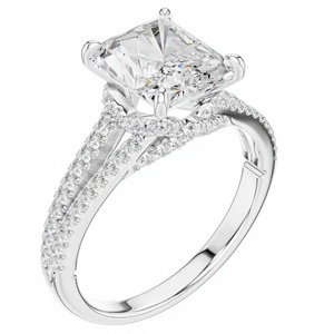 Elegante Anillo de Diamantes con Banda de Plata y Oro para Mujer, Joyería de Lujo para Compromiso y Boda, Regalo para Ella - Product Image 1