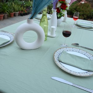 Handblock Printed <b>Tablecloth</b> Green and White Vintage <b>Tablecloth</b> Farmhouse Decor <b>Wedding</b> <b>Tablecloth</b> Custom Size Cotton Tablecover - Product Image 3