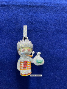 Collar de Plata con Colgante de Personaje de Dibujos Animados Iced Out, Joyería de Lujo con Circonita Cúbica Brillante, Estilo Hip Hop - Product Image 6