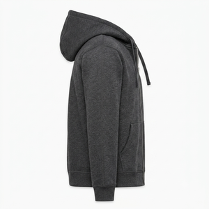 Sudadera con Capucha y Cierre para Hombre, Color Gris Oscuro, Corte Regular, Estilo Casual, Felpa Francesa, Manga Larga, Diseño con Bolsillos, Ropa de Otoño - Product Image 1