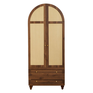 Armario Moderno y Duradero de Madera de Teca India con Ratán y 2 Cajones - Product Image 1