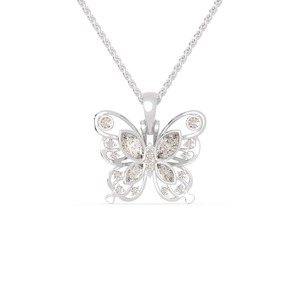 Colgante de Mariposa con Moissanita, Chapado en Rodio, Plata de Lujo, Joyería Personalizada, Regalo de Cumpleaños Moderno - Product Image 1
