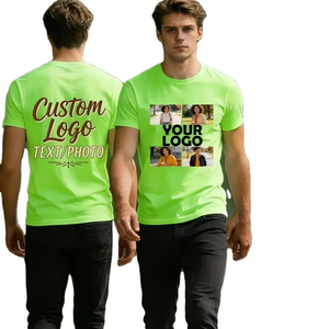 Front-Custom Printed Crew Neck Chest Labels Personalized Customization Your Own Images Custom Text Eco-Friendly T-Shirts - Product Image 1