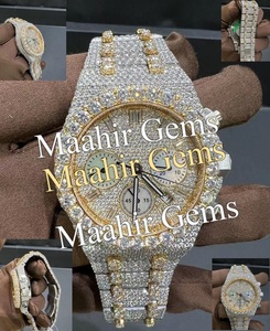 Montre en acier inoxydable Mossinate Fashion avec moissanite VVS, cadran en verre, bracelet à fermoir, étanche 10 bars, style Hip Hop pour homme - Product Image 1