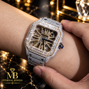Reloj de Lujo para Hombre, Cuarzo Automático, Cuadrado, Acero Inoxidable, Incrustaciones de Diamantes, Esfera Analógica, Cristal de Zafiro, Cierre de Hebilla, Uso Diario - Product Image 3
