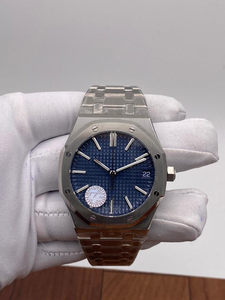 Montre automatique de luxe 41 mm en acier inoxydable avec lunette, cadran Tapisserie bleu, affichage de la date, verre saphir, mouvement ETA, style Hip Hop - Product Image 3