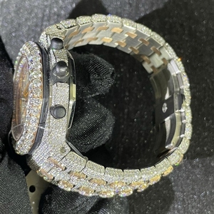 Relojes Clásicos Unisex Hechos a Mano con Diamantes Moissanite VVS1, Correa de Acero Inoxidable, Esfera Analógica Mecánica - Product Image 3