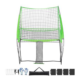 Système de filet de volley-ball portable 8x11 pieds, réglable en hauteur, avec fonction de retour de balle, équipement d'entraînement facile - Product Image 1