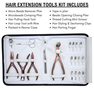 Kit d'installation professionnel pour extensions de cheveux Micro Link avec pince à sertir les micro-perles, pince à presser les bandes, accessoires de salon - Product Image 2