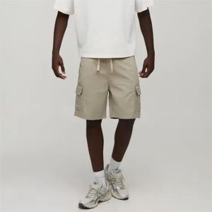 Shorts cargo beiges pour homme RUBABULL, taille mi-haute, cordon de serrage, décontractés, style bermuda, avec poches, 100% coton toile respirant - Product Image 1