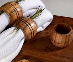 Porte-serviettes en bois massif artisanal, vente en gros, logo personnalisé, anneaux à serviettes en bois pour la maison, la cuisine, la table à manger - Product Image 1