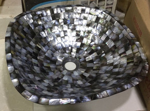 Lavabo en nacre fabriqué à la main évier de vanité artistique pour les maisons de luxe à faible coût lavabo en nacre moderne - Product Image 6