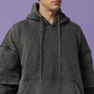 Sudadera con Capucha de Doble Capa para Hombre, Lavado Ácido, Algodón Grueso, Estilo Urbano Vintage, Cálida para Invierno, Moda, Venta al por Mayor OEM - Product Image 6