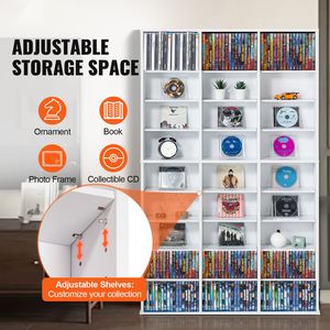 Mobile da Soggiorno # # # # Scaffale per DVD a 9 Ripiani # # # # Capacità 756 CD # # # # Mensole Regolabili # # # # 27 Scomparti # # # # Protegge e organizza i CD - Product Image 2