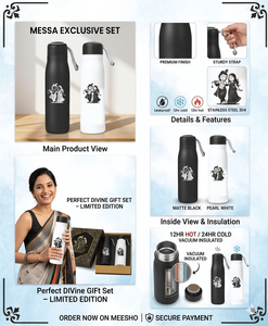 Bouteille d'eau de luxe personnalisée avec impression dévotionnelle Krishna Radha, en acier inoxydable, cadeau - Product Image 2