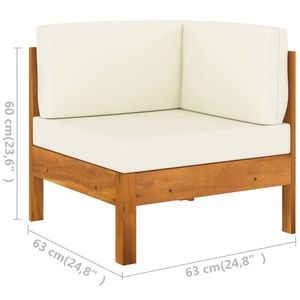 Sofá Esquinero de Jardín de Madera Maciza de Acacia, Color Blanco Crema, Sofá Esquinero Estándar - Product Image 6