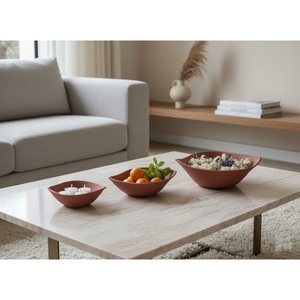 Modern Minimalist Terracotta Decorative Bowl Set <b>Matte</b> Ceramic Serving Dish For Fruit Snacks And Centerpiece <b>Table</b> Decor - Product Image 1