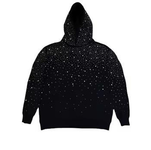 Hot Selling Quality Streetwear Custom Acid Wash Hoodie Sun Faded Oversized All Over Rhinestone Print Pullover <b>Black</b> <b>Men</b> Hoodies - Product Image 6