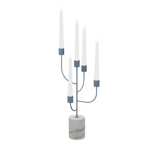 Candelabro Doble Moderno en Forma de U de Metal Dorado con Base de Mármol Negro, Decorativo para Mesa, para Sala de Estar o Comedor - Product Image 3