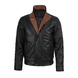 <b>Men</b> <b>Leather</b> <b>Jacket</b> Custom Embroidery Logo Genuine Cowhide Slim Fit Streetwear OEM Wholesale Supplier Low MOQ - Product Image 3