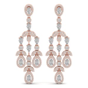 REYES Luxury 14K Rose Gold Plated Moissanite <b>Dangle</b> Drop <b>Earrings</b> with 925 Sterling <b>Silver</b> Wedding Party Wear Fine Jewelry - Product Image 2