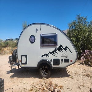 Roulotte compacte en forme de larme, petite caravane de voyage avec construction légère, cabine confortable, transport facile - Product Image 5