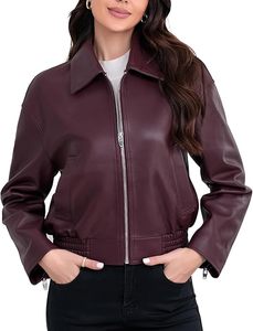 Blouson Bomber en Cuir Véritable Bordeaux de Haute Qualité, Personnalisable avec Logo OEM, Fermeture Éclair, pour Femmes Motardes - Product Image 1