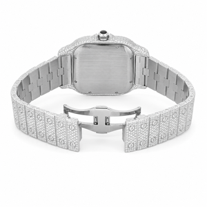 Reloj de Lujo para Hombre con Esfera Cuadrada de Moissanita, Acero Inoxidable, Esfera Negra Romana, Cuarzo, con Fecha - Product Image 4
