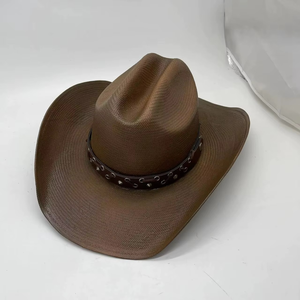 Genuine Leather Western Cowboy <b>Hats</b> for Men and Women Fedora Gambler <b>Hat</b> Cowboy Style Outback <b>Hat</b> With Buckle <b>Band</b> - Product Image 2
