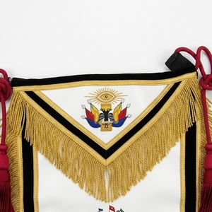 Custom White Masonic Apron with Gold Fringe & Embroidered Symbolic Emblem – Premium Freemason Ceremonial Regalia Accessory - Product Image 3
