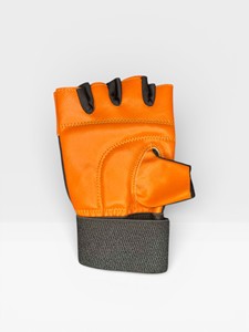 Orange and black Breathable Leather Gym Gloves Fluorescent Sport Gloves for Fitness Non-Slip <b>Weight</b> Lifting Cycling Time Color - Product Image 2