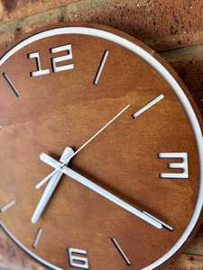 Handmade Silent Wooden Wall <b>Clock</b> - Unique Art with <b>White</b> color numbers with <b>White</b> color <b>clock</b> Hand - Product Image 3