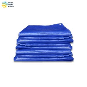 High Quality Blue Silver PE Tarpaulin Sheet 6x8m 90 GSM Waterproof UV Resistant Plastic <b>Tarp</b> Cover with Eyelets - Product Image 3
