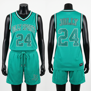 Womens basketball jersey and shorts <b>set</b> 180 GSM breathable mesh teal custom sublimation print premium fit Women's <b>Sets</b> - Product Image 1