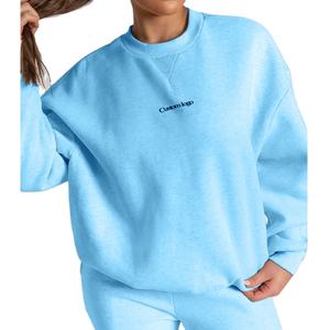 เสื้อสเวตเตอร์คอกลมคอกลมสำหรับผู้หญิงทรงโอเวอร์ไซส์ผ้าคอตตอน100% มีฮู้ดกำหนดโลโก้ได้เองมีลาย3D แบบดิจิตอลด้านหน้าสไตล์สตรีทสำหรับฤดูหนาว - Product Image 6