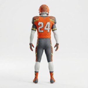 Custom Men's Orange Gray American Football Uniform <b>Padded</b> Jersey <b>Pants</b> Set Sports Team Apparel - Product Image 2