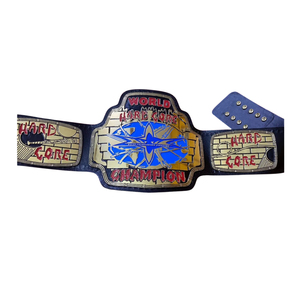 Ceinture de champion du monde de la lutte hardcore en cuir noir avec design or et rouge, qualité supérieure, pour les fans de MMA et de lutte - Product Image 1
