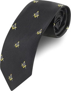 Corbata Masónica para Hombre, Negra a Rayas, Clásica, de Masonería, Tipo de Tela 100% Poliéster, 3.75 Pulgadas de Ancho - Product Image 5