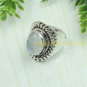 Natural Moonstone 925 Silver <b>Ring</b> Handmade Vintage Boho <b>Statement</b> <b>Ring</b> Oval Cabochon Gemstone Women Jewelry for Christmas gift - Product Image 3