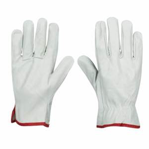 Gants de travail en cuir pleine fleur robustes avec poignet réglable, résistance à la chaleur, sécurité industrielle, flexibilité 11 oz - Product Image 1