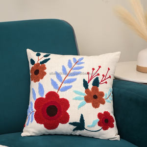 ปลอกหมอนอิงลายดอกไม้สีเหลืองทำด้วยมือหมอนอิงลายดอกไม้18X18หมอนตกแต่งพื้นดีไซน์โบฮีเมียน - Product Image 5