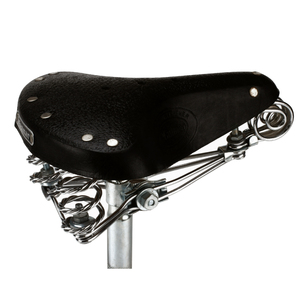 Asiento de Bicicleta de Cuero Negro con Triple Resorte Helicoidal, Cómodo y Duradero, Repuestos para Bicicleta de Carretera - Product Image 1