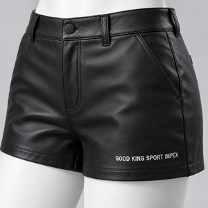 Custom Women's Black <b>PU</b> Leather Shorts High Waist Fashion OEM Private Label Manufacturer Wholesale Supplier for Ladies Clothings - Product Image 1