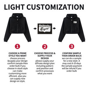 Sweat à capuche court pour femme en molleton bouclette 445 GSM, personnalisable avec logo, style streetwear, pull court uni pour femme, vente en gros - Product Image 3