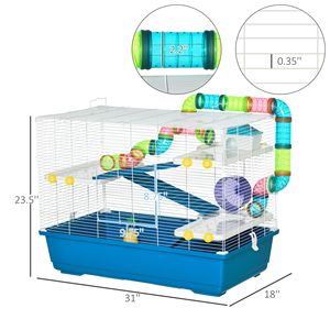 Gabbia per Criceti Extra Large da 31 Pollici con Tubi e Tunnel, Gabbia Portatile a 4 Livelli per Piccoli Animali di Razze Medie Come Ratti e Gerbilli - Product Image 3