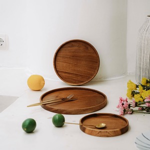Platos de Servir Redondos de Madera Maciza Japonesa para el Hogar, Plato para Servir Comida en Restaurantes - Product Image 5